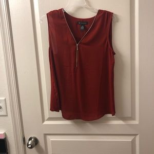 Super flattering Red Blouse with Zipper Feature